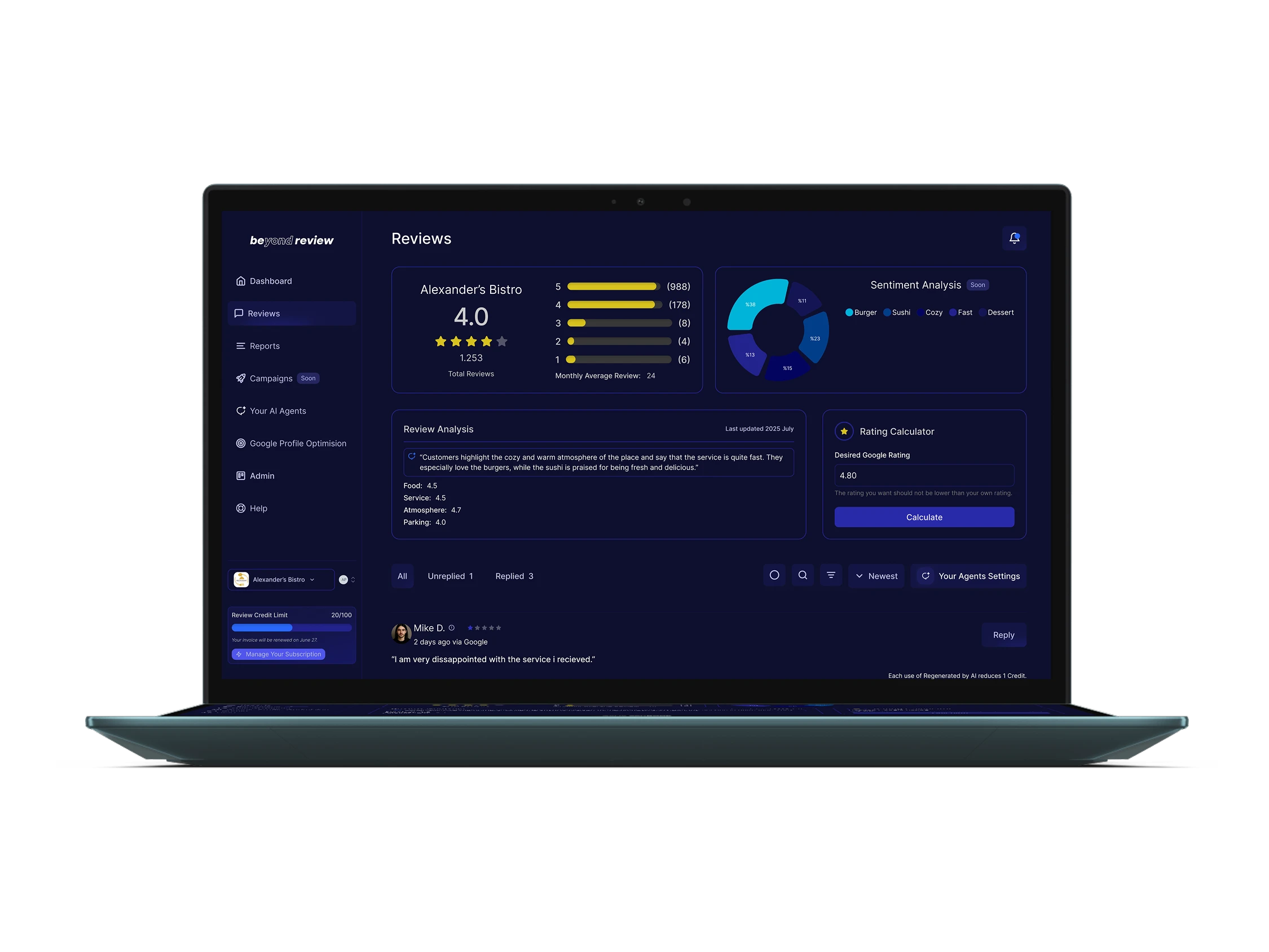 Dashboard - Beyond Review.ai